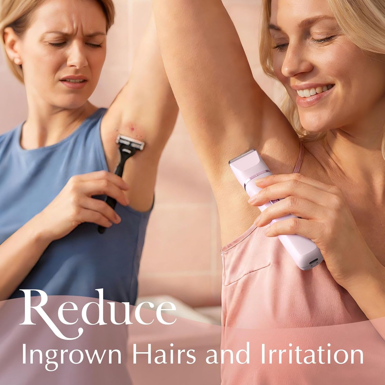 Storioza 5-in-1 Electric Body Hair Trimmer, Professional Grooming Kit with 5 Interchangeable Heads, Model L6 for Women, Pink - Image 8