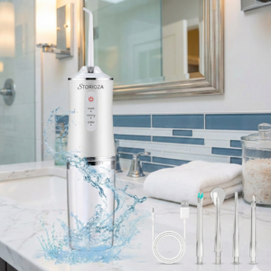 Storioza Water Dental Flosser, Cordless Oral Irrigator with 3 Pressure Modes, IPX7 Waterproof Portable Teeth Cleaner, White