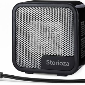 Storioza Portable Ceramic Space Heater - Small Personal Desktop Electric Heater for Office & Home - Fast Heating, Compact Design, Black