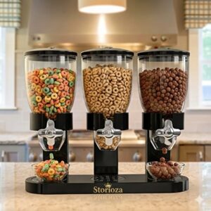 Storioza Canister Dry Food Dispenser, Airtight Cereal and Snack Dispenser for Kitchen Countertop, Wall-Mounted Option